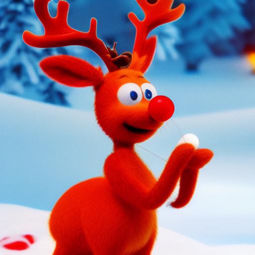 Rudolph with Red Nose in Cartoon 8k Very Detailed