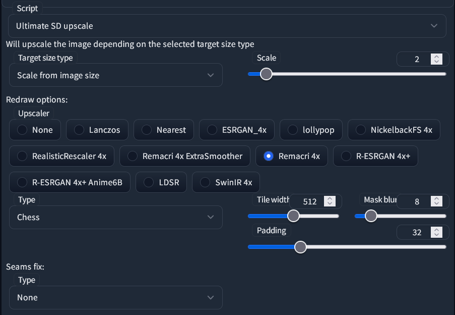 Ultimate upscale parameters